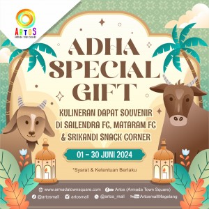 POSTER PROMO ADHA SPECIAL GIFT DI FOODCOURT ARTOS MALL